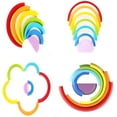 thumbnail image 4 of Wooden Rainbow Stacker Nesting Puzzle Blocks - Tunnel Stacking Game Building Creative Color Shape Matching Jigsaw Learning Toy Set Board Early Development Gift for Kids Boy Girl, 4 of 7