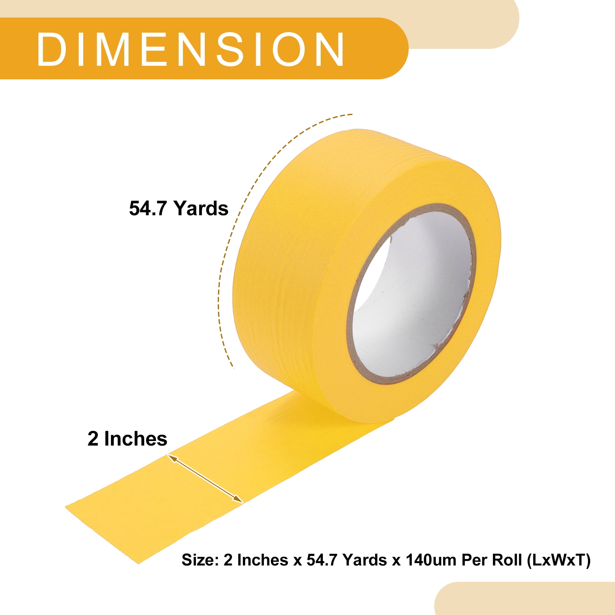 Unique Bargains Universal Painters Tape DIY Car Auto Paint Yellow 2 Inches x 54.7 Yards