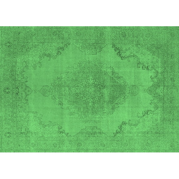 Ahgly Company Indoor Rectangle Oriental Emerald Green Industrial Area Rugs, 8' x 10'