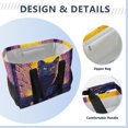 thumbnail image 4 of WOBOGO Purple Dusk Cat Pattern Tote Shopping Bag Reusable Heavy Duty Durable Foldable Washable 15.4×12.8×9.8in, 4 of 8