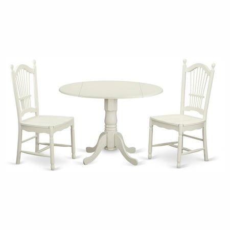 East West Furniture Dublin 3 Piece Drop Leaf Dining Table Set With East West Furniture Dublin 3 Piece Drop Leaf Dining Table Set With Dover Wooden Seat Chairs