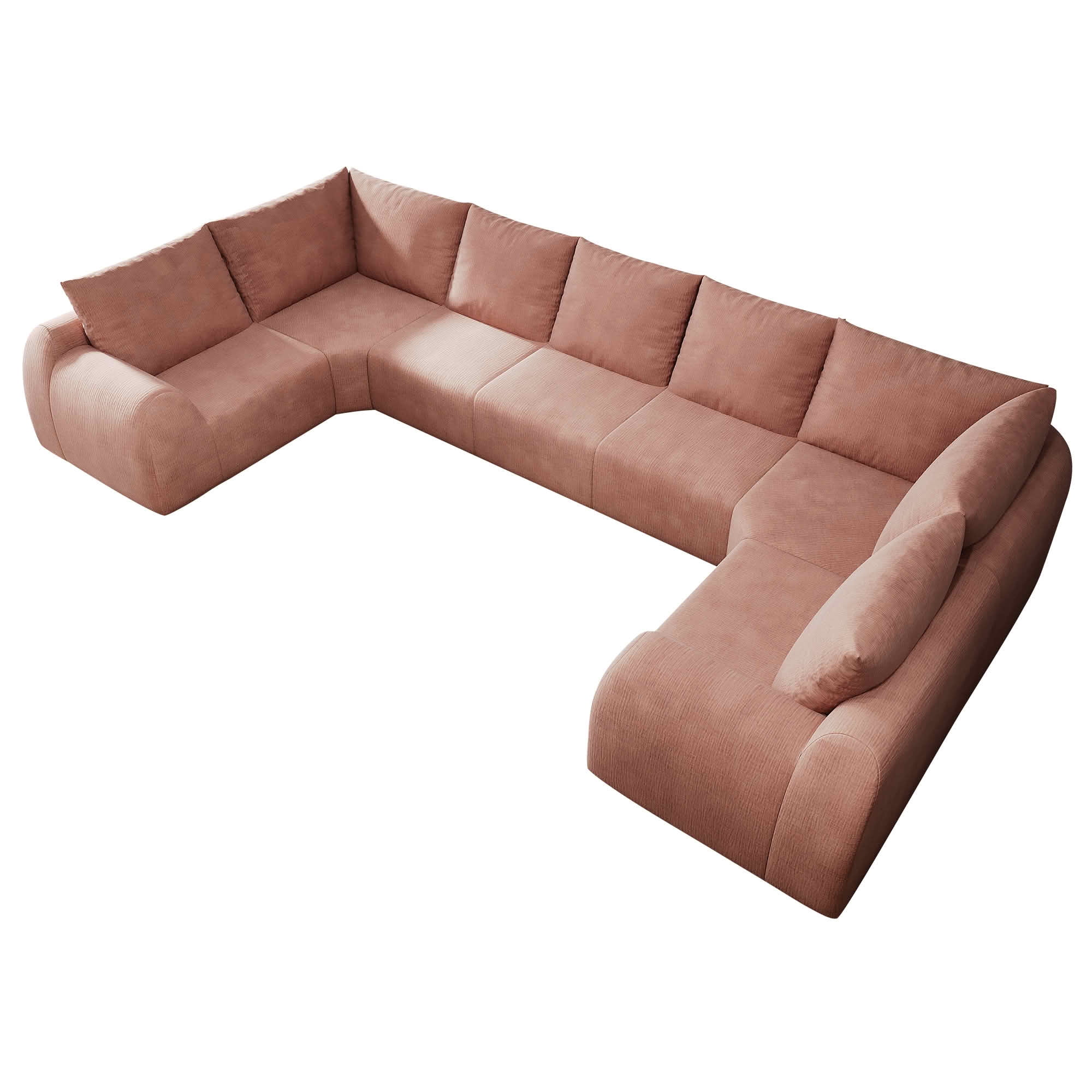 MAYEERTY 161.9" 7 Seats U Shaped Modular Cloud Sectional Sofa, Vacuum Compressed Chenille Couch, No Assembly Required Oversized Fabric Sofa