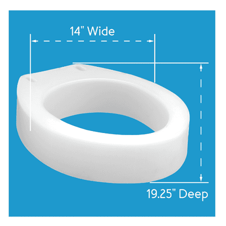 Carex Raised Toilet Seat Elevator with Easy Installation, Adds 3.5 in Height, White, 300 lb Limit