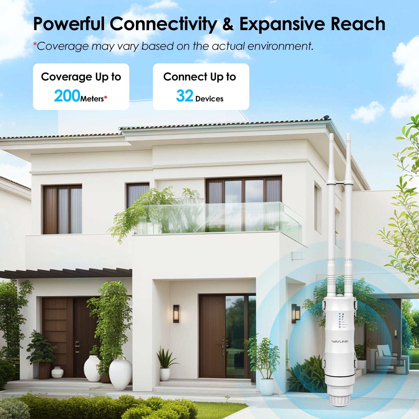 AC1200 Dual Band Outdoor WiFi Router, WiFi Extender with PoE & IP67 Waterproof, Supports AP/Router/Repeater Modes
