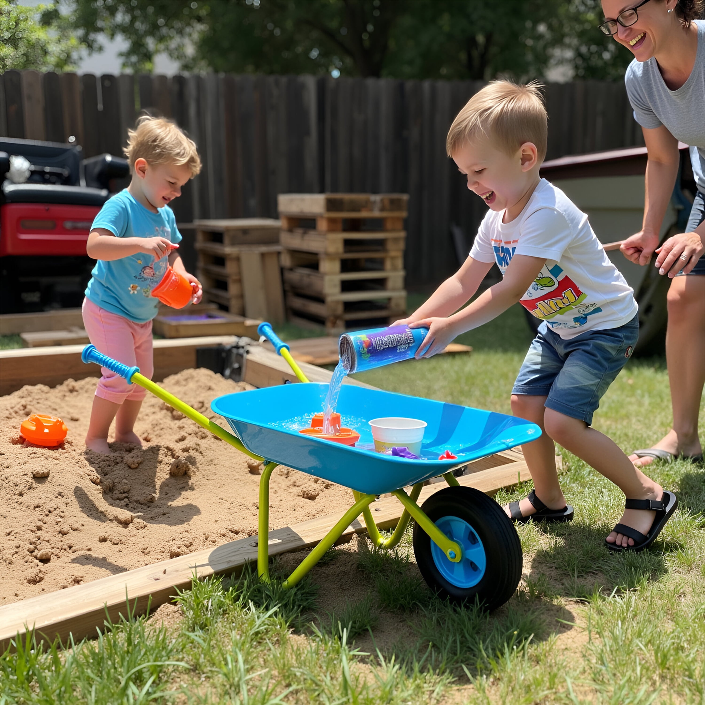 G & F Products Kids Wheelbarrow 10041 JustForKids, Garden Fun, 3+ Years Old Real Metal