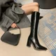 thumbnail image 4 of Botas altas con punta estrecha para mujer, botines largos con cremalleras laterales a la moda, zapatos de tacón alto elegantes para fiesta, calzado de invierno para mujer, 4 of 5