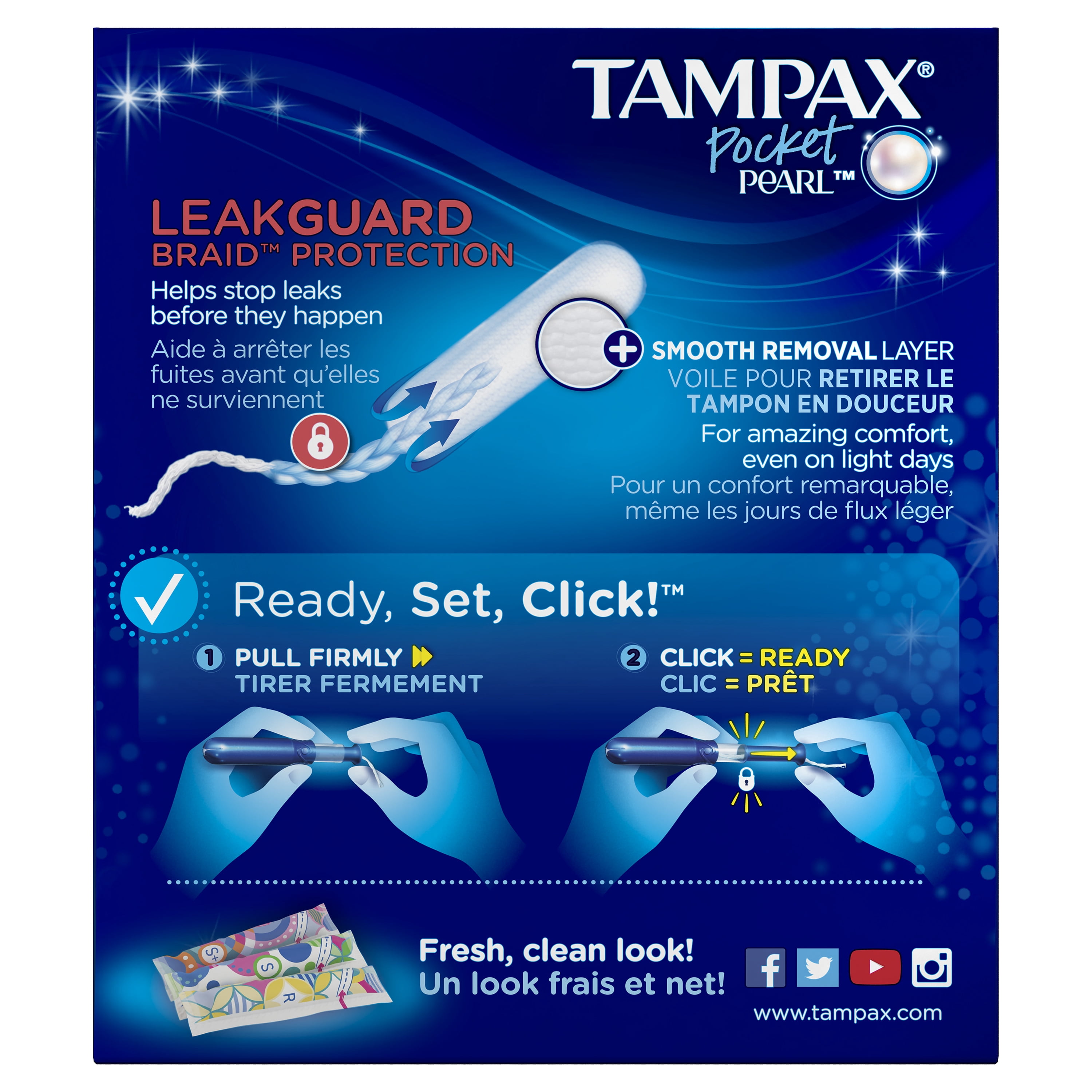 Tampax Pocket Pearl Regular Plastic Tampons, Unscented 18 Count 