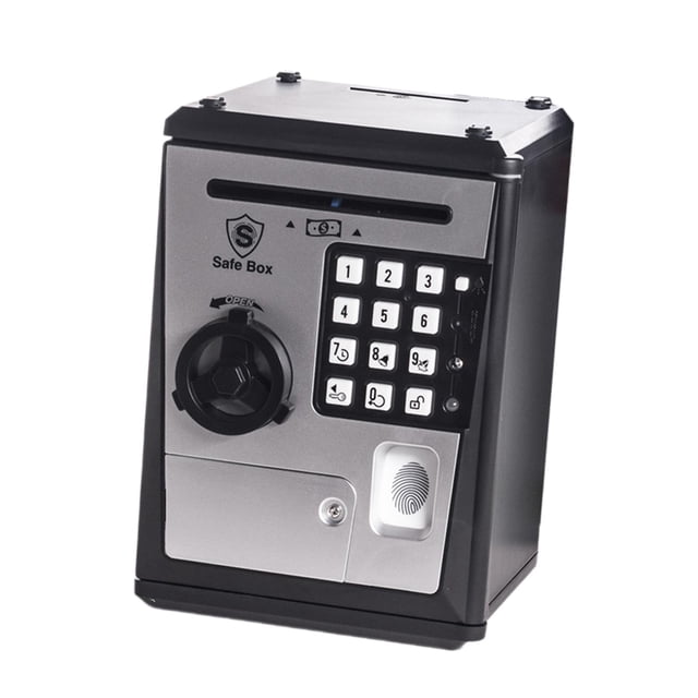 Hucha electrónica Hugo con código de contraseña para niños regalo Negro