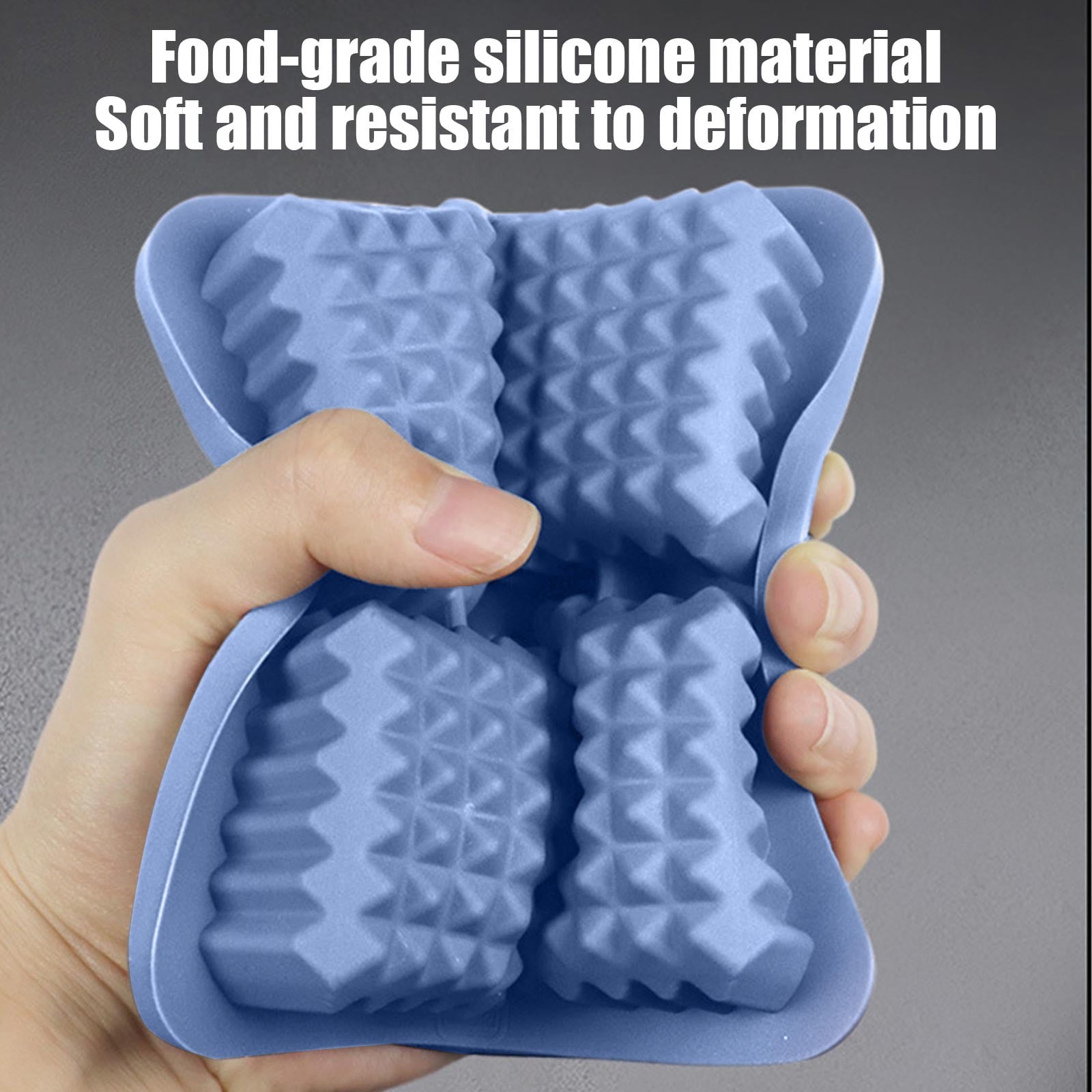 3D Square Ice Cube Tray, Large Square Silicone Fun Shapes Whiskey Ice Mold for Cocktails, Bourbon,Brandy, Whiskey Gifts.(2.2*5.3*5.3 in).Blue