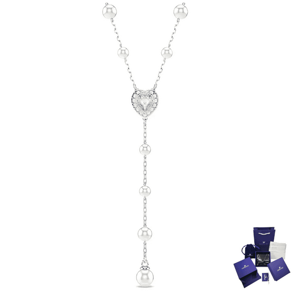 COLLAR SWAROVSKI EN Y ARIANA GRANDE CORAZON BLANCO + KIT DE REGALO