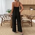 thumbnail image 4 of JULMCOMO Jumpsuits for Women Scoop Neck Adjustable Strap Loose Fit Overalls Sleeveless Wide Leg Casual Summer Jumpsuits with Pockets Black XS, 4 of 7