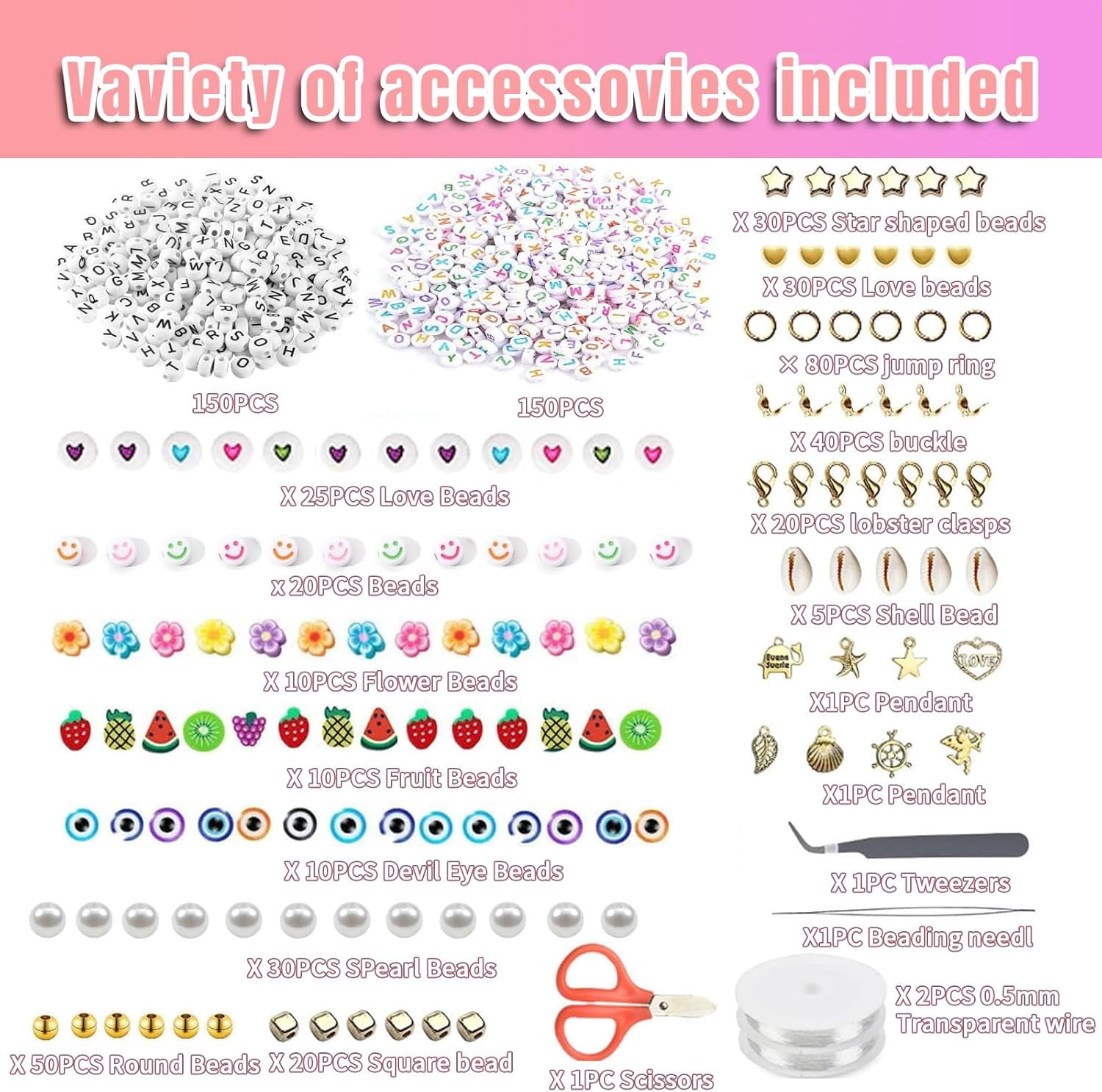 54000pcs Glass Seed Beads for Jewelry Making Kit, 120 Colors 2mm Small Beads Kit Bracelet Beads with Letter Evil Eye Beads Jump Rings & Charms Pendants for Bracelets Making, DIY, Adult Craft Supplies