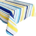 thumbnail image 5 of Newbridge Sun Wave Beach Stripe Flannel Back Vinyl Tablecloth - Navy, Yellow, White and Blue Wavy Striped Vinyl Indoor/Outdoor Waterproof, Patio, BBQ Tablecloth, 60 Inch x 102 Inch Oblong/Rectangle, 5 of 7
