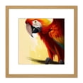 thumbnail image 1 of Scarlet Macaw Parrot on Branch Red Yellow Blue Bird Bright Sunny Painting Square Wooden Framed Wall Art Print Picture 8X8 Inch, 1 of 4