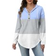 thumbnail image 2 of Cilsoka Womens Button Up Sweatshirts Hooded Striped Print Long Sleeve Drawstring Hoodies Casual Pullover, 2 of 5