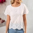 thumbnail image 2 of Summer Tops for Women Plus Size Round Neck Casual Short Sleeve Shirt Womens Blouses White M, 2 of 8