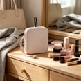 thumbnail image 4 of Dongrere Mini Silicone Makeup Case, Portable Zipper Cosmetic Holder with Wrist Strap, Portable Makeup Bag Coin Purse for Women Men, 4x4.6 Inch, Beige, 4 of 6