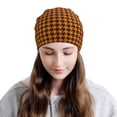 thumbnail image 2 of Gaeub Black And Orange Houndstooth Print Beanie Hats for Men Women,Winter Caps,Knit Cuffed Beanie,Cuffed Cap,Great for Winter Activities, 2 of 7