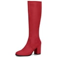 thumbnail image 1 of Unique Bargains Women's Round Toe Block Heel Knee High Boots, 1 of 6