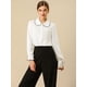 thumbnail image 3 of Blusa De Manga Larga Con Cuello Peter Pan Y Volantes Para Mujer Blanco XL, 3 of 6