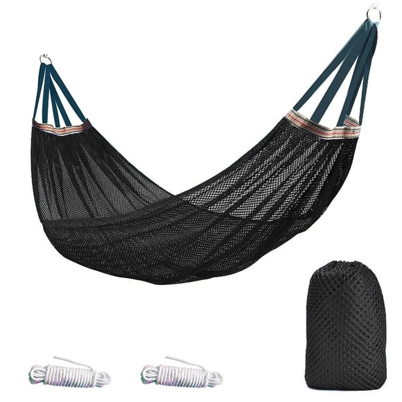 Wosthever Hamaca portátil para acampar al aire libre, de red de nailon súper suave y transpirable. carpas negro
