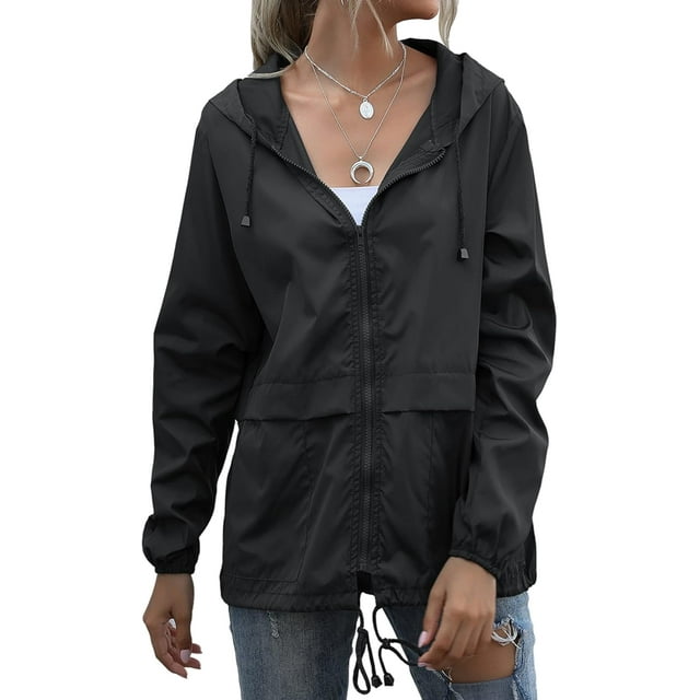 Imperméable pour Femmes, Veste Légère avec Capuche et Poches pour Extérieur