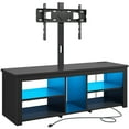 thumbnail image 4 of Romorgniz TV Stand with Mount & LED Lights for 70 inch TVs, Swivel Entertainment Center with Power Outlet, Carbon Fiber Black, 4 of 11