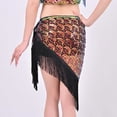 thumbnail image 6 of Xfvqtps Woman Sequin Dance Skirt Tassel Triangular Belt Belly Dancing Waist Towel Waist Chain Hip Towel Performance Skirt Red, 6 of 6