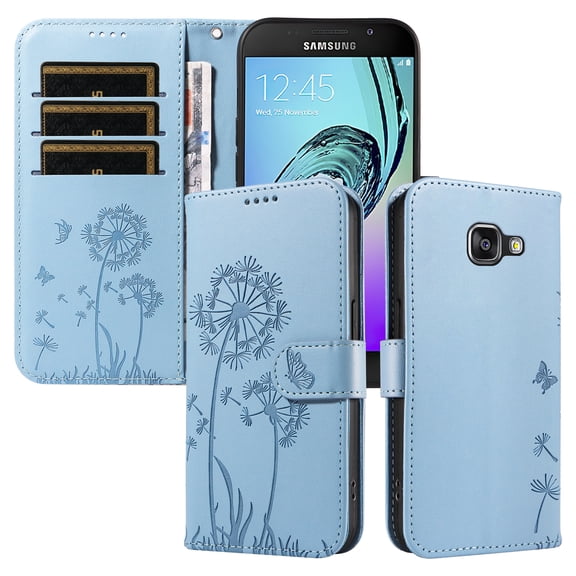 Wallet Case for Samsung Galaxy A3 2016, Card Holder and Kickstand, Shockproof and Scratch Resistant, Sky Blue