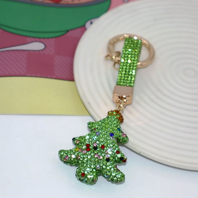 Suncoda Plastic Keychain, Christmas Tree Keychain Cute Personalized Bag Pendant Genned with Diamonds Car Key Chain Colorful Accessories