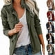 thumbnail image 2 of Women Coat Stand Collar Zipper Multiple Pockets Solid Color Long Sleeves Soft Casual Cardigan Pure Color Spring Coat for Daily Wear, 2 of 5