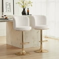 thumbnail image 3 of Farini 2-Pack Swivel Bar Stools, Adjustable Upholstered Counter Height Stools with Backrest & Metal Base for Kitchen Island, Dining Room, Beige, 3 of 7