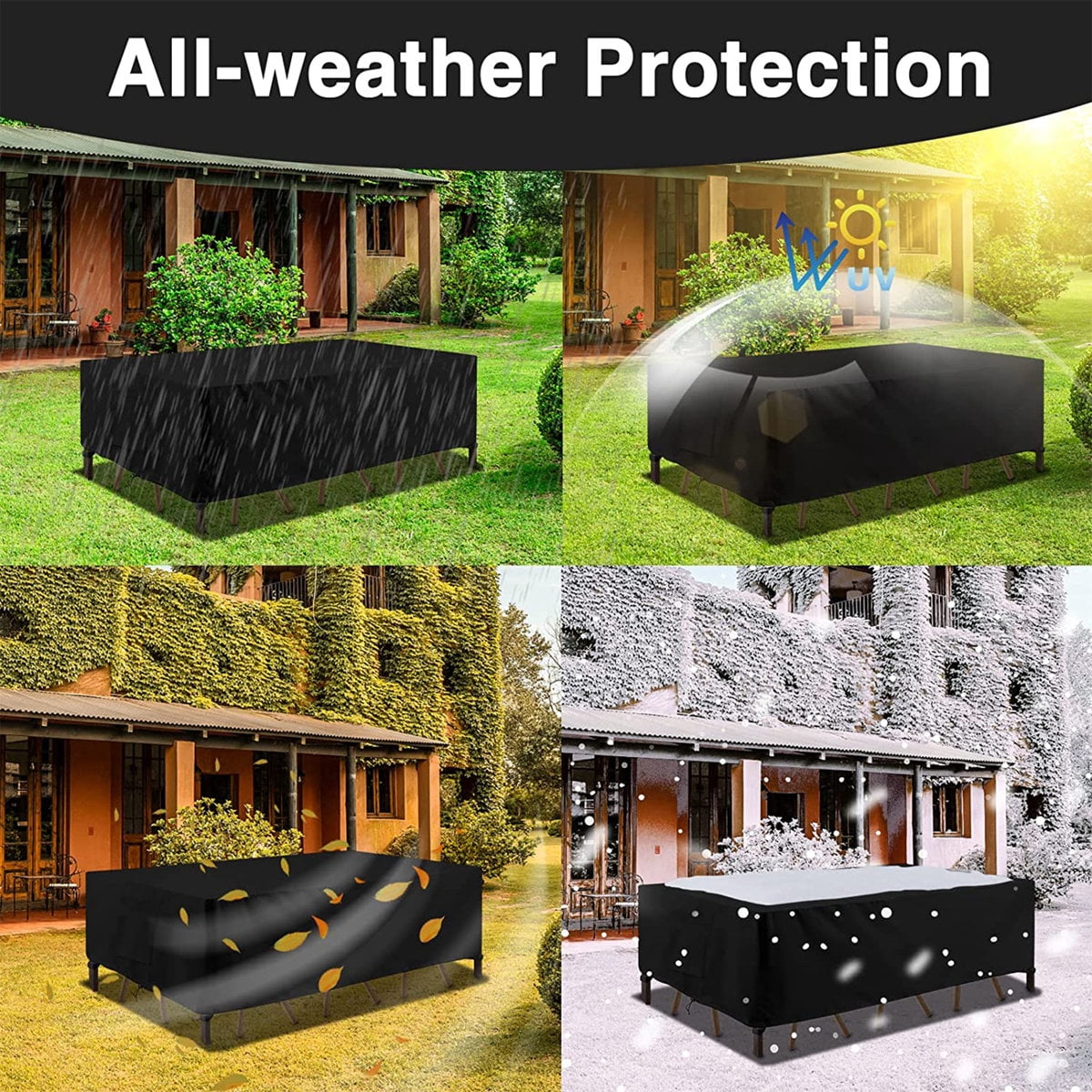Premium Waterproof Outdoor Furniture Cover - Heavy Duty Patio Sectional Sofas Protector, Windproof & UV Resistant Patio Table Cover,98" L x 78" W x 32" H