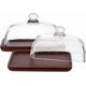 thumbnail image 1 of Juego de 2 soportes rectangulares de madera para pasteles con plato y tapa de cristal, base y cúpula de cristal para pasteles. Ideal para repostería. Medidas: 17,5 x 12 cm (6,9 x 4,7 pulgadas)., 1 of 5