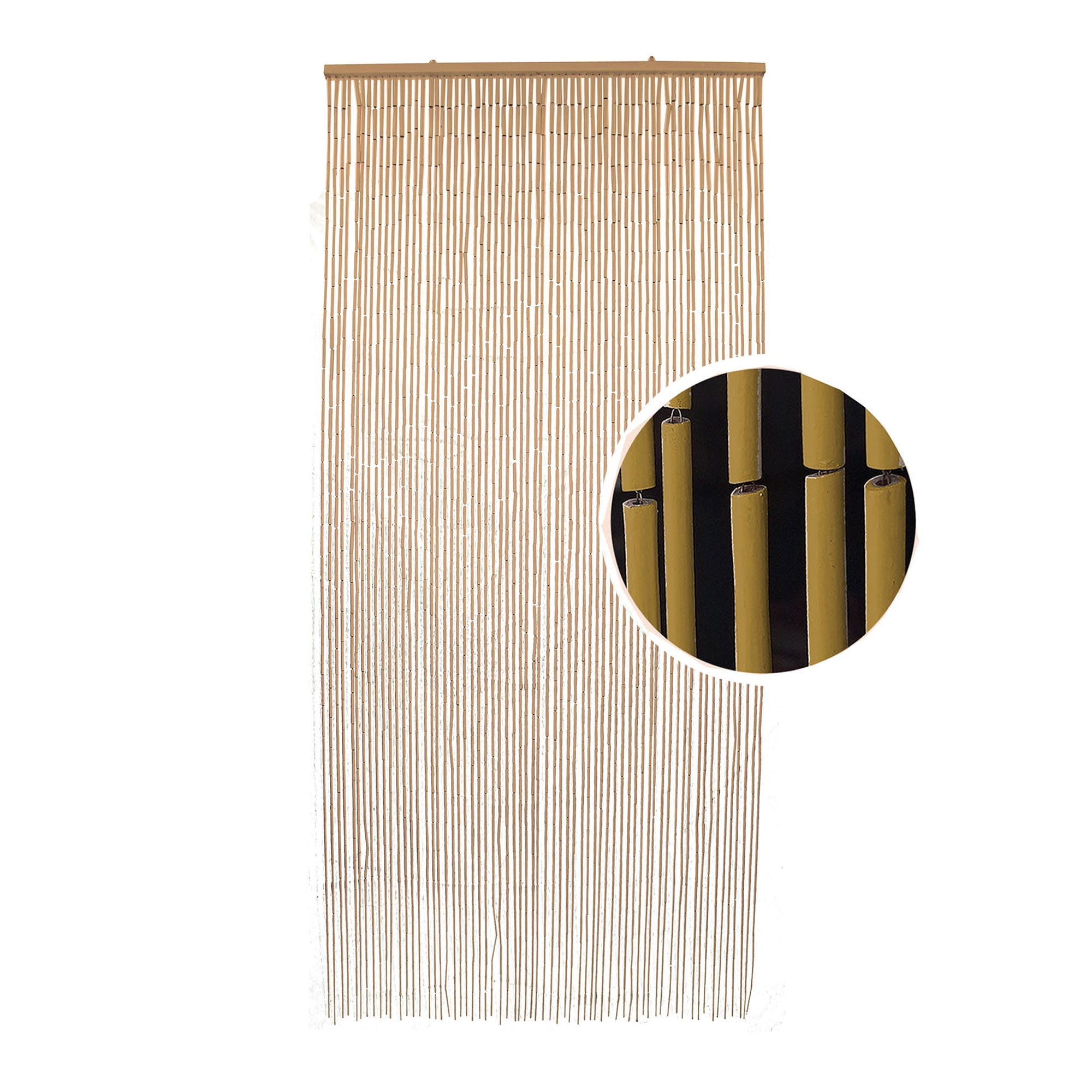 Bamboo Beaded Door Curtain 65 Strings 79" W x 36" W Natural