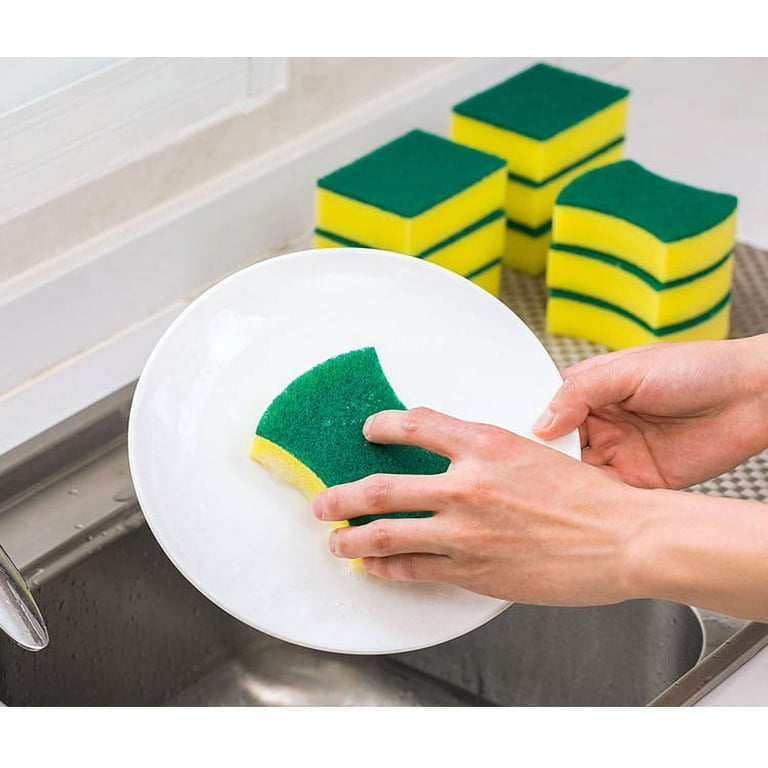  LXRZLS 5/10Pcs Double Side Dishwashing Sponge Pan Pot Dish  Cleaning Sponge Household Cleaning Tools Kitchen Tableware Dishwashing  Brush (Color : 10Pcs Green) : Health & Household