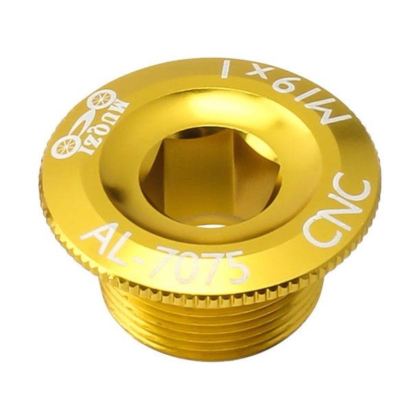 Tornillos De Cigüeñal MUQZI CNC MTB Road Bike M19 Tornillos de la tapa del cigüeñal Tapa del perno del juego de bielas (Oro)