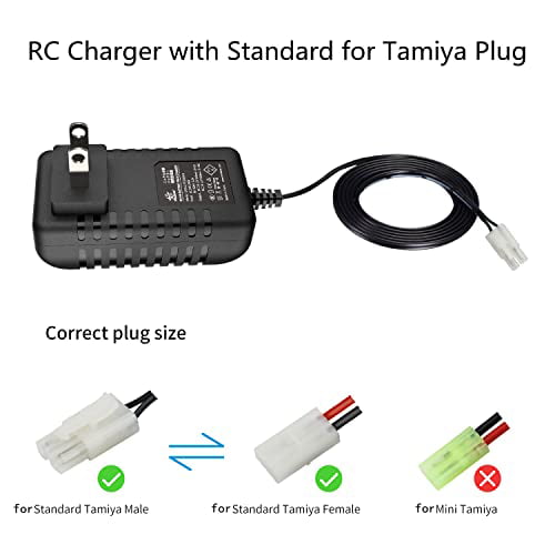 Replacement 9.6V Battery Charger with Standard Tamiya Male Plug Only fits 8-Cell 9.6V Ni-MH/Ni-CD Battery Pack 
