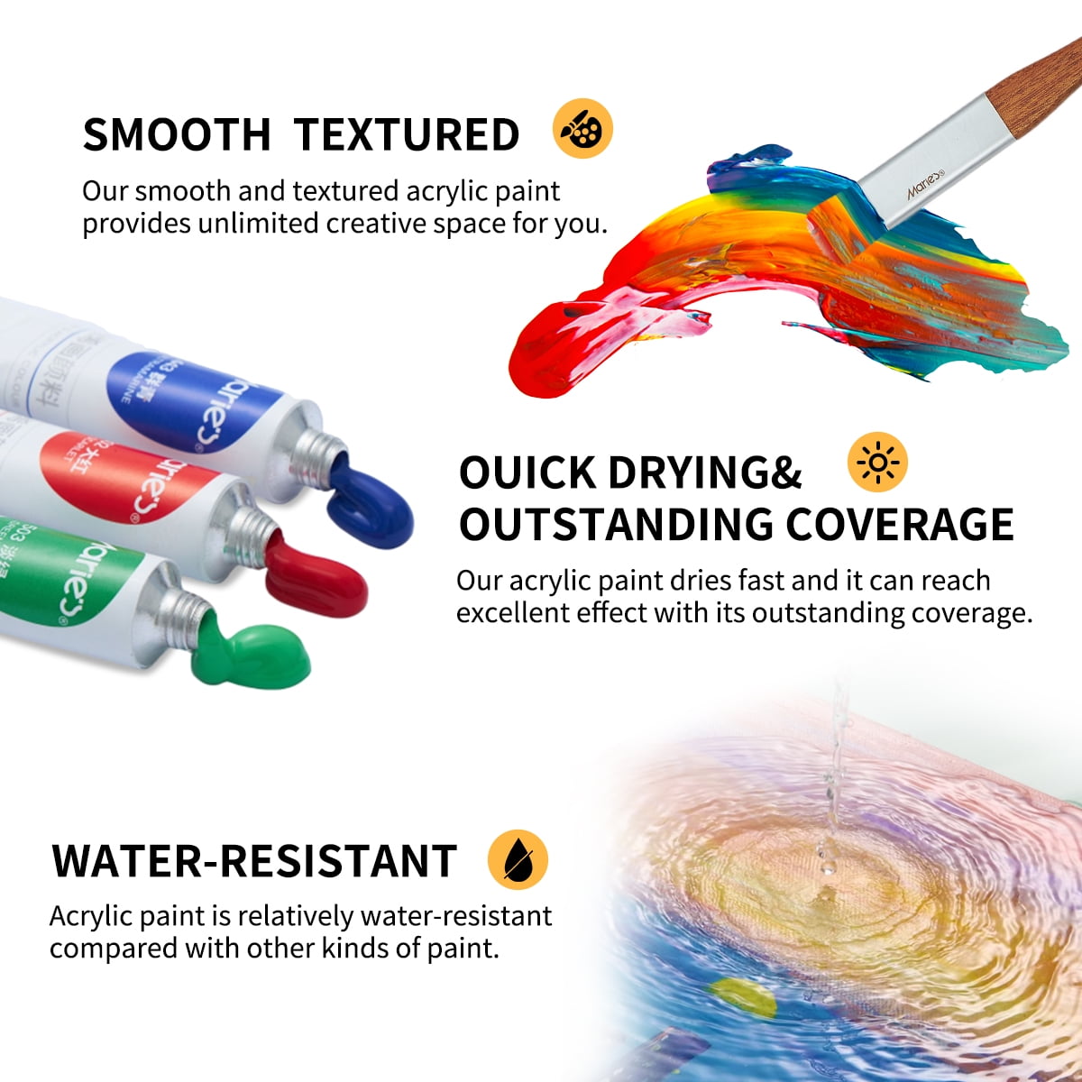 Acrylic Paint Set, 24 Colors x 12ml/0.4oz - Rich Pigments, Non-Toxic, Vibrant Colors for Canvas, Wood, Fabric & Crafts, Ideal for Artists, Beginners, Students & Hobbyists