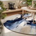 thumbnail image 3 of Round Rugs 6Ft, Abstract Blue Beige Round Area Rug Washable Indoor Throw Carpet, Oil Painting Geometric Soft Non Slip Circle Rug for Office Cabinet Home Decor Aesthetic, 3 of 8