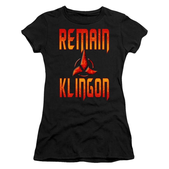 Star Trek Discovery Remain Klingon Junior Women's Sheer T-Shirt Black