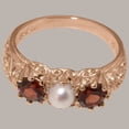 thumbnail image 4 of LBG British Made 10k Rose Gold ring with Cultured Pearl & Garnet Womens Engagement Ring - 33 size options - Size 11, 4 of 7