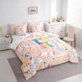 thumbnail image 2 of Castle Fairy Unicorn Letter R Twin Bedding Sets 7-Piece for Kids,Pastel Pattern Bedding Comforter Set for Girls, 2 of 7