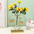 thumbnail image 3 of fastboy Modern Hydroponic Glass Vase Metal Frame Terrarium for Desktop Decoration Gold Heart 1Set, 3 of 6