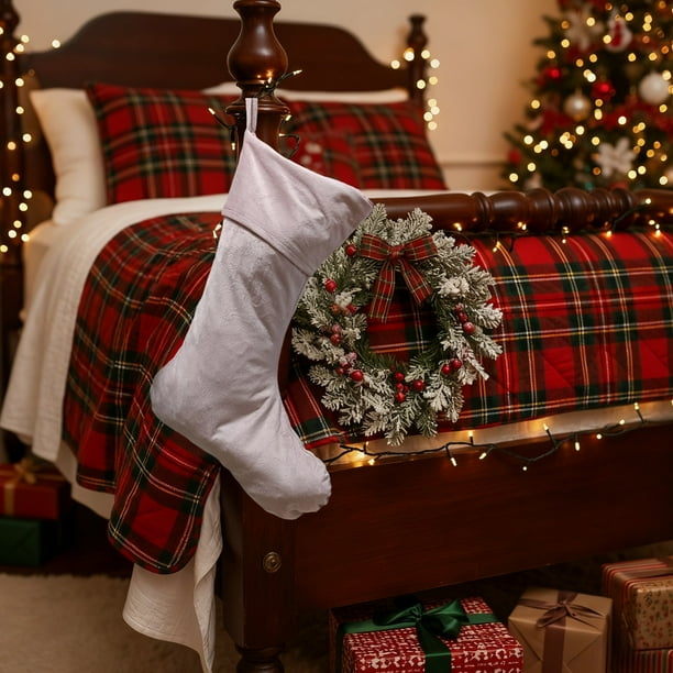 Decoraciones navideñas, adornos navideños, regalos navideños, calcetines navideños, calcetines suaves para decoración de escenas, accesorios colgantes, calcetines navideños de poliéster.