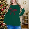 thumbnail image 5 of SwiftWear Women's Merry Christmas Red Bow Sweatshirt - Festive Crewneck Holiday Top Soft Long Sleeve Casual Wear for Seasonal Celebrations Green, 5 of 9