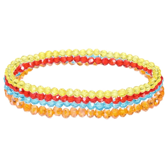 Uxcell Bohemian Stackable Bead Bracelets 4mm Multi-Layer Crystal Beads Stretch Bracelet Set for Women Wristbands Jewelry Costume Gifts, Red/Orange/Yellow/Blue