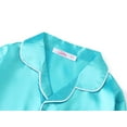 thumbnail image 5 of Beezizac Little & Big Girls Pajama Set Size 10 - 2-Piece Baby Blue Satin Silky Cozy Long Sleeve Kid Classical Sleepover PJ, 5 of 7
