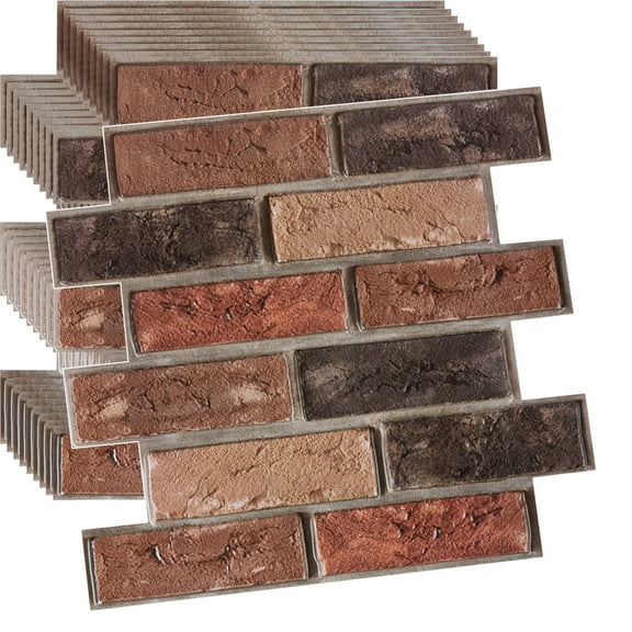 UMIGGEE Wall Panels Red Peel and Stick Foam Brick Wallpaper Peel and Stick Faux Stone Wall Panel Self-Adhesive Wallpaper (10PCS)