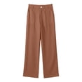 thumbnail image 2 of Cotton Wide Leg Pants for Women Flowy Pants for Women Plus Size Summer Outfits with Pockets Womens Straight Leg Button Trousers, 2 of 6